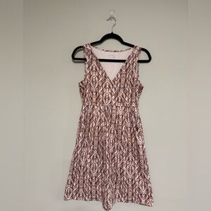 Eddie Bauer V-Neck Sleeveless Printed Outdoor Athletic Dress Brown/Pink Small
